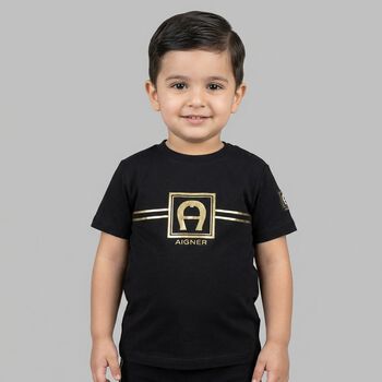 Younger Boys Black Logo T-Shirt