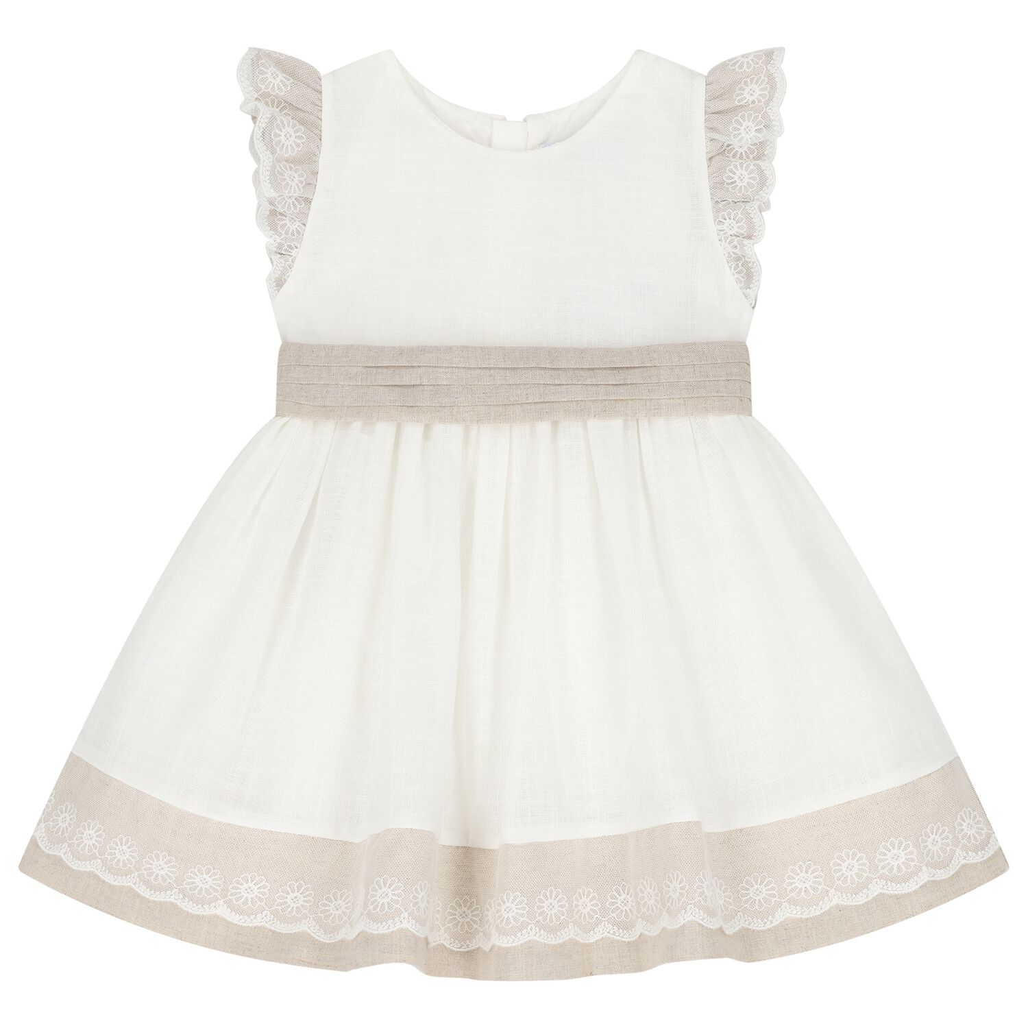 Mayoral Younger Girls Ivory & Beige Dress | Junior Couture USA Mayoral Younger Girls Ivory & Beige Dress | Junior Couture USA