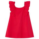 Girls Red Ruffled Dress, 3, hi-res