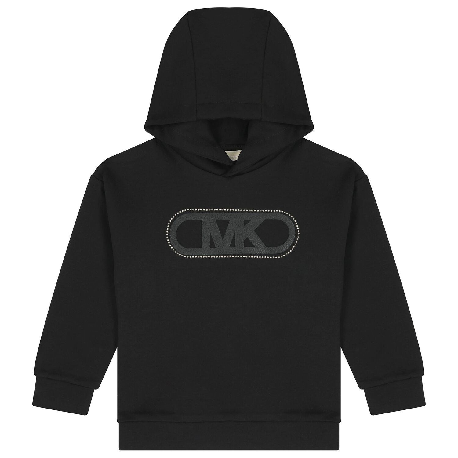 Girls Black Logo Hooded Top, 1, hi-res