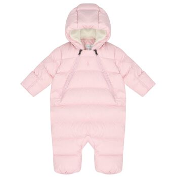 Baby Girls Pink Logo Snowsuit, 2 Baby Girls Pink Logo Snowsuit
