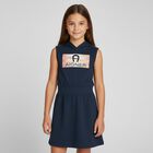 Girls Navy Hooded Logo Dress , 2, hi-res