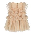 Baby Girls Beige Sequin Tulle Dress, 1, hi-res
