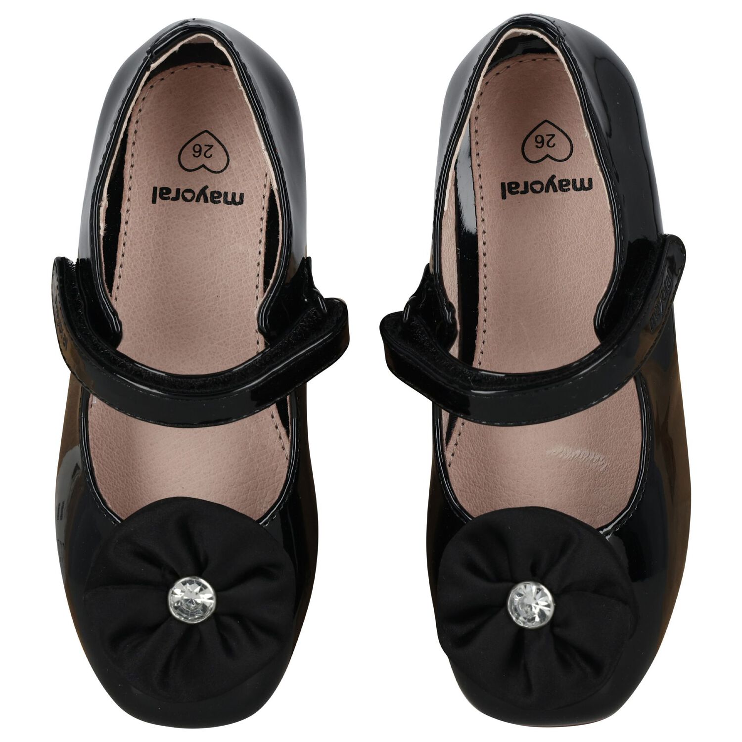 Girls Black Patent Leather Ballerina Shoes, 1, hi-res