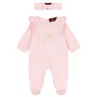 Baby Girls Pink Logo Babygrow Gift Set, 1, hi-res