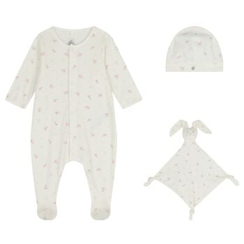 Baby Girls Ivory Floral Babygrow Gift Set