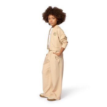 Girls Beige Logo Trousers