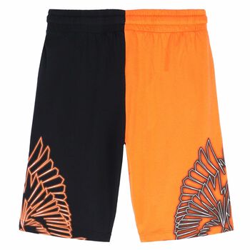 Boys Black & Orange Printed Shorts