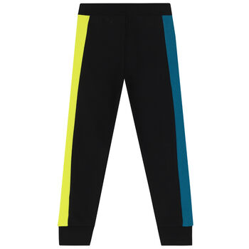 Boys Black, Green & Blue Logo Joggers