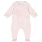 Baby Girls Pink Bear Babygrow, 1, hi-res