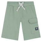 Boys Green Logo Cotton Shorts, 1, hi-res