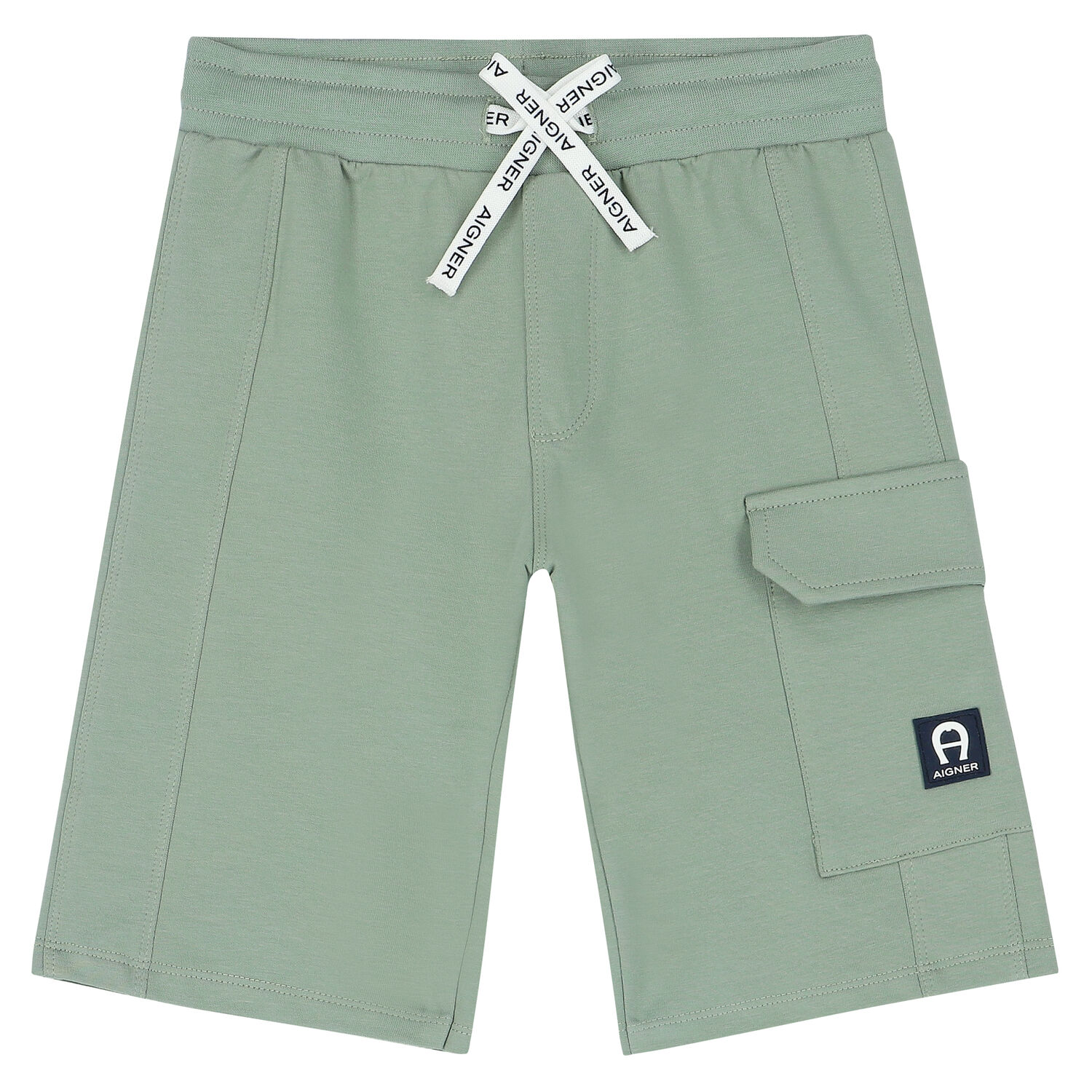 Boys Green Logo Cotton Shorts, 1, hi-res image number null