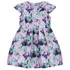 Girls Lilac Floral Satin Dress, 1, hi-res