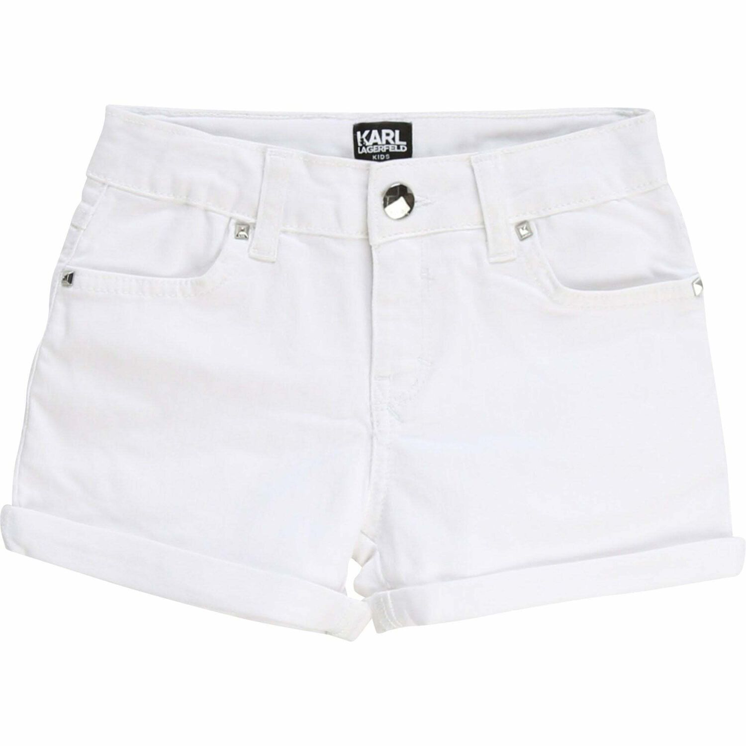 Girls White Cotton Shorts, 1, hi-res image number null