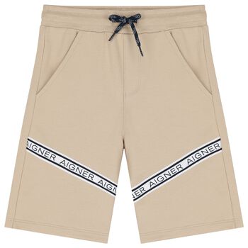 Boys Beige Logo Shorts
