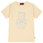 Girls Beige Faux Fur Teddy Bear Logo T-Shirt, 3, hi-res