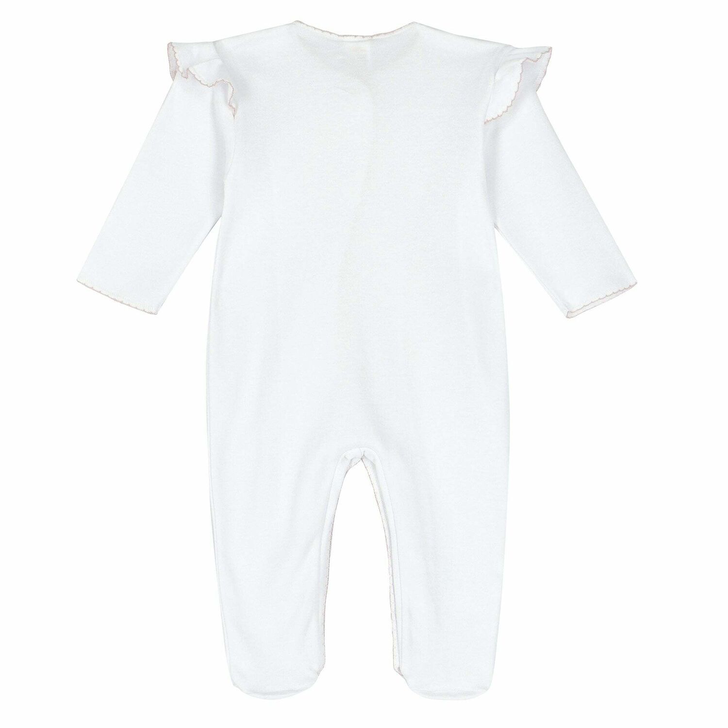 Baby Girls White & Pink Babygrow, 1, hi-res image number null