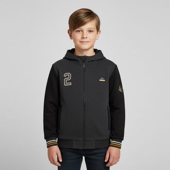 Boys Grey Logo Zip Up Top