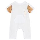 White & Beige Geo Map Baby Romper Set, 1, hi-res