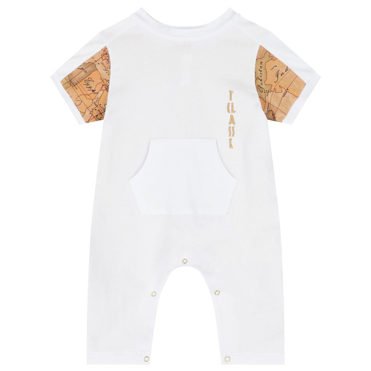 White & Beige Geo Map Baby Romper Set, 1, hi-res image number null