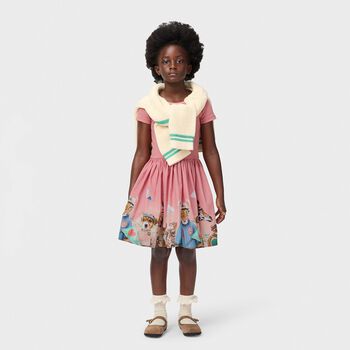 Girls Pink Animals Dress