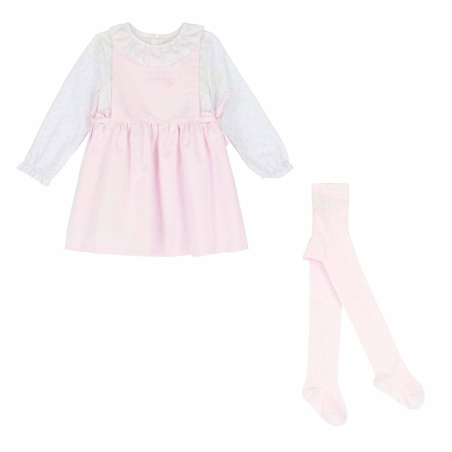 Girls White & Pink Dress Set, 1, hi-res