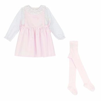 Girls White & Pink Dress Set
