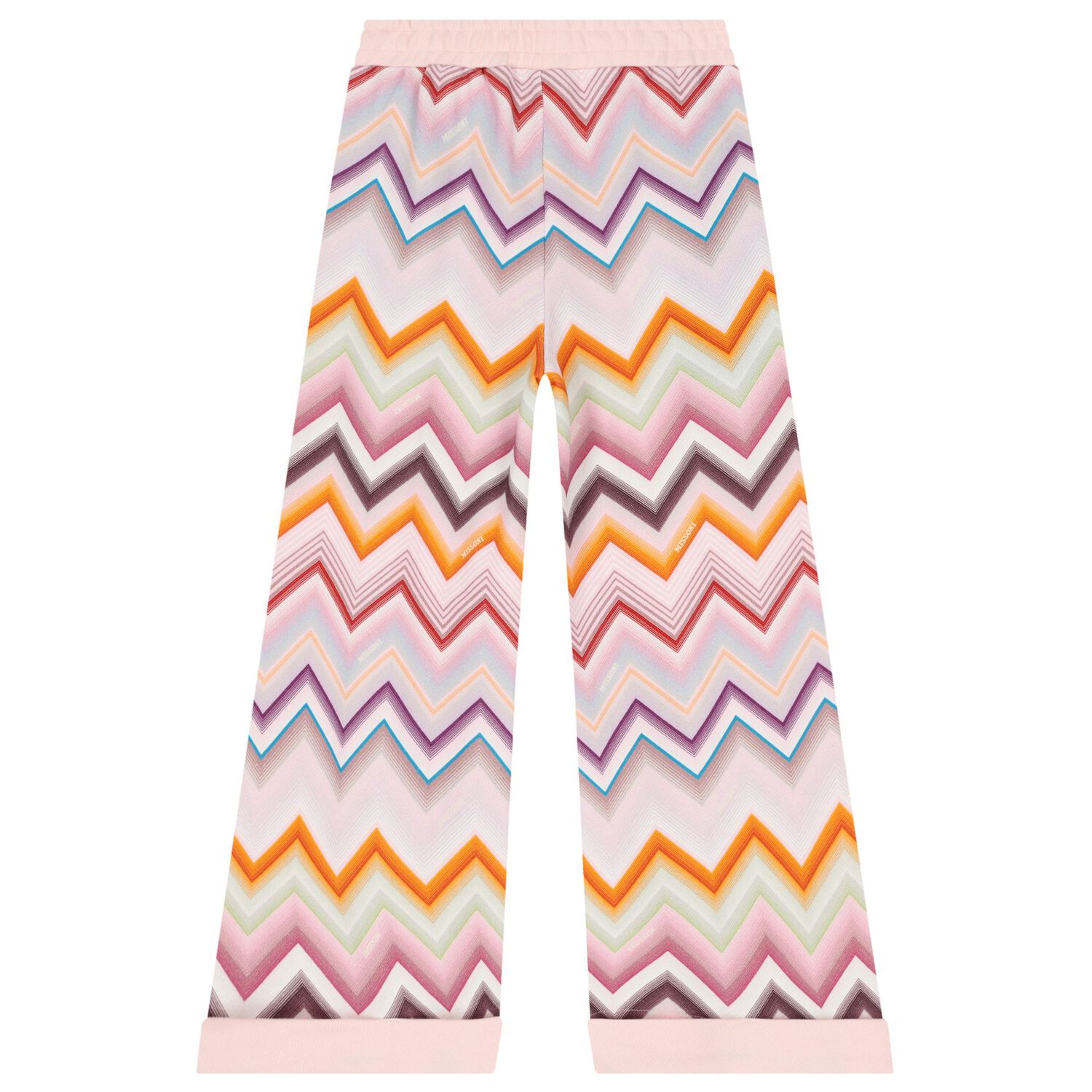 Girls Pink Logo Zig Zag Trousers, 1, hi-res