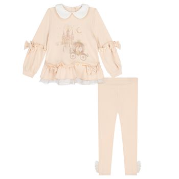 Caramelo Kids Girls Beige Fairy Tale Castle Leggings Set, 1 Girls Beige Fairy Tale Castle Leggings Set