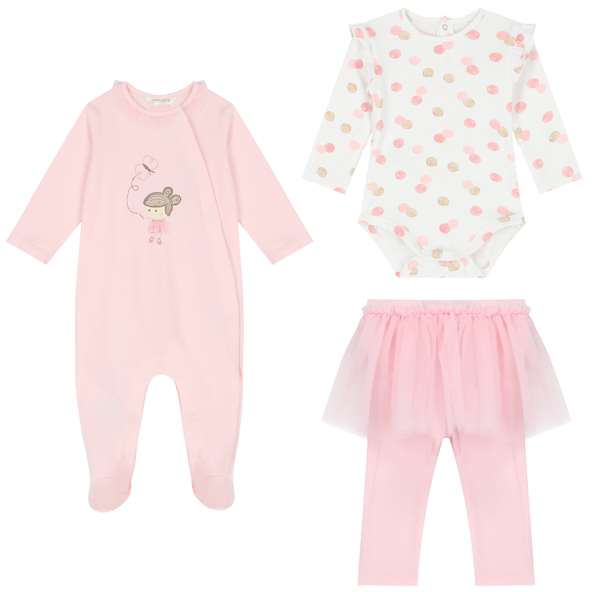 Mayoral Girls Pink Ballerina Babygrow Set 3 Piece Junior Couture