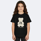 Girls Black Faux Fur Teddy Bear Logo T-Shirt, 2, hi-res