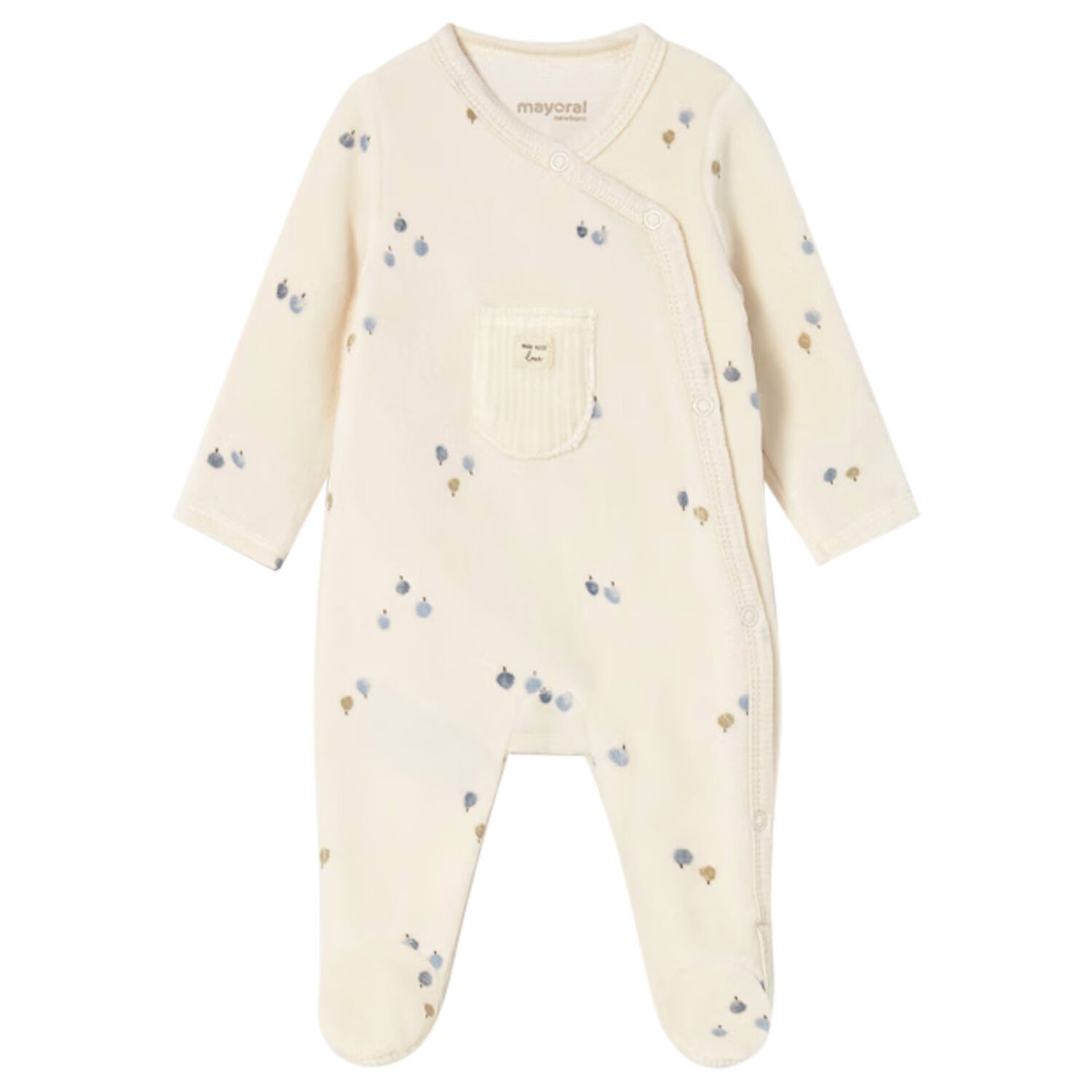 Beige Velour Babygrow, 3, hi-res