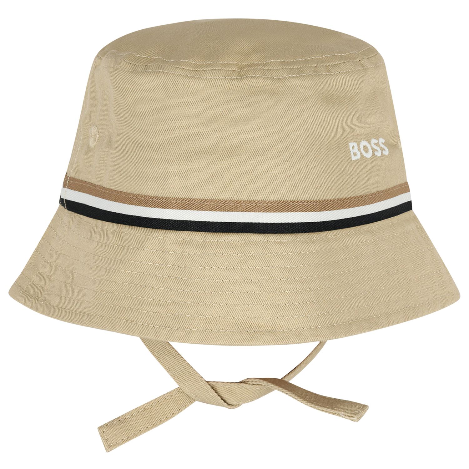 Baby Boys Beige Logo Bucket Hat, 1, hi-res