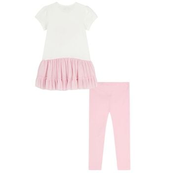 Girls Pink Diamantes Leggings Set