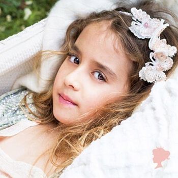 Girls White & Pink Embellished Butterfly Headband