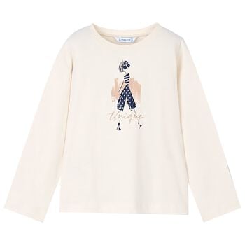 Girls Ivory Long Sleeve Top