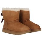 Girls Beige Mini Bailey Bow II Suede Boots, 2, hi-res