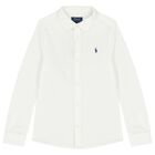 Boys White Logo Shirt, 1, hi-res