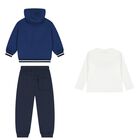 Boys White, Blue & Navy Blue Racing Car Tracksuit ( 3 Piece ), 2, hi-res