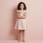 Girls Pink Satin Ruffle Dress, 4, hi-res