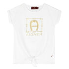 Girls White & Gold Logo T-Shirt, 1, hi-res