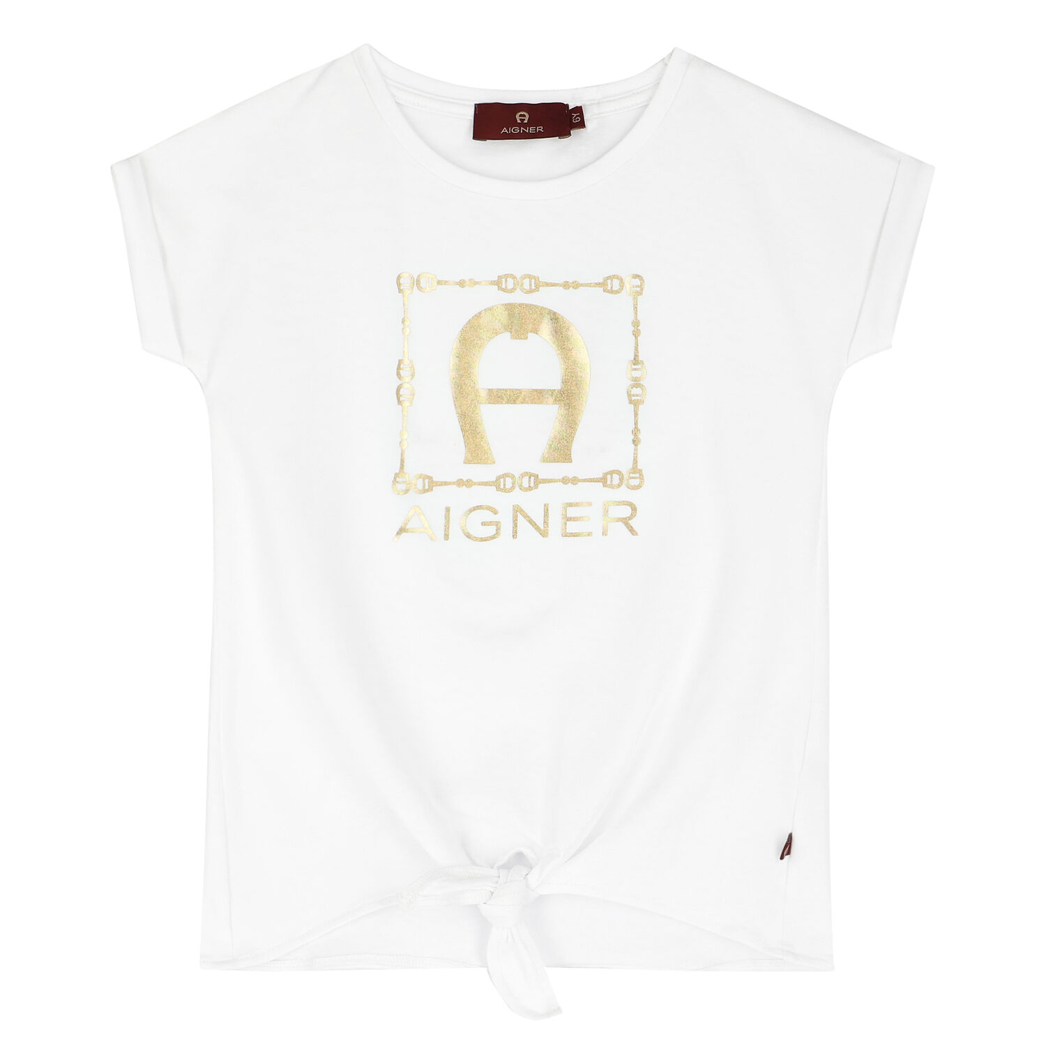 Girls White & Gold Logo T-Shirt, 1, hi-res image number null