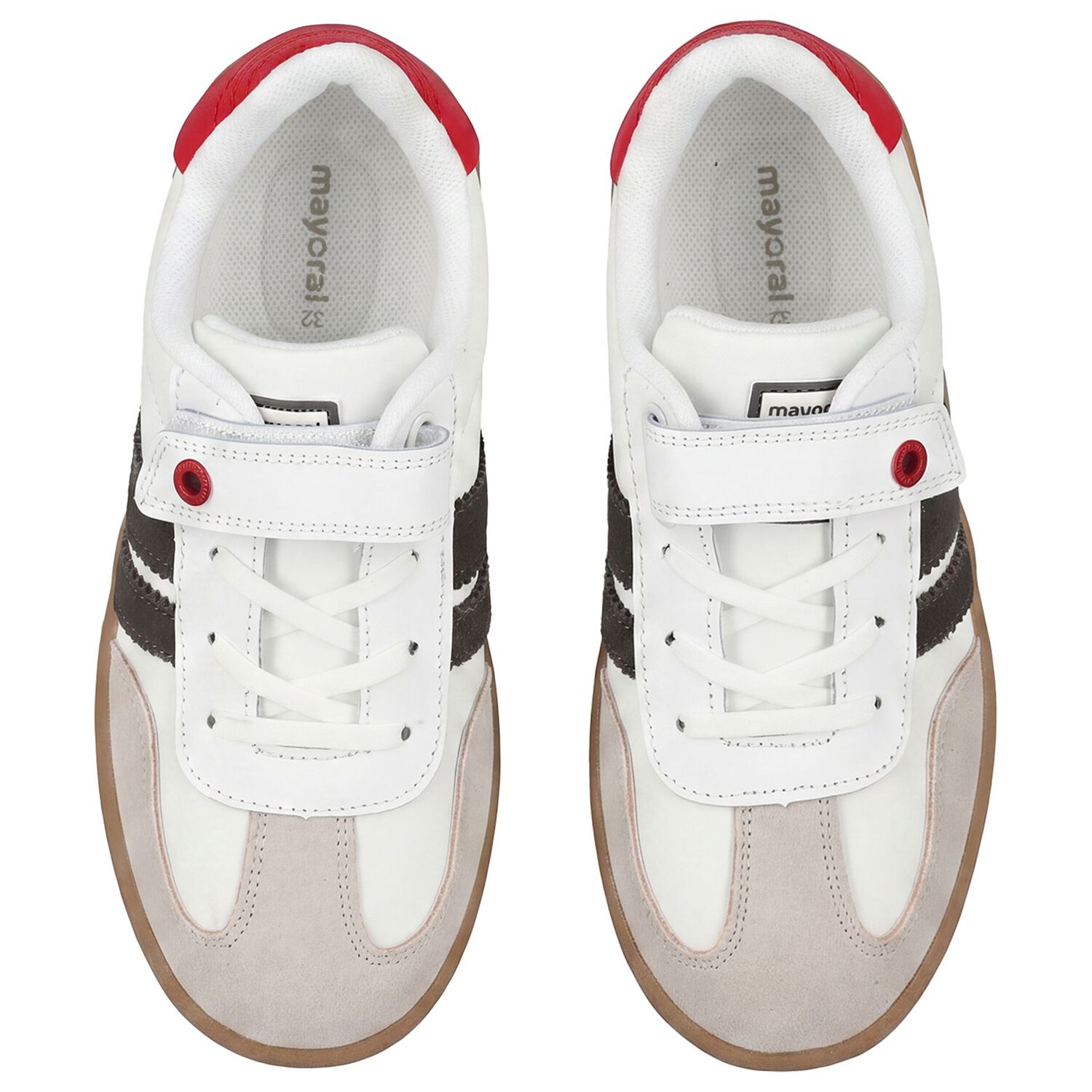 Boys Ivory & Red Trainers, 1, hi-res
