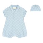 Baby Boys Blue GG Logo Romper Gift Set, 1, hi-res