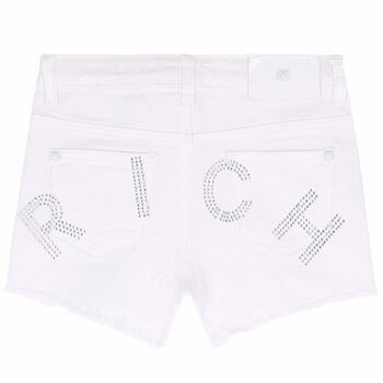 Girls White Denim Shorts