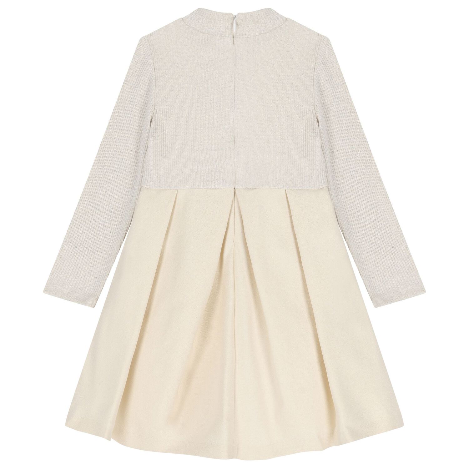 فستان ذهبي محبوك بفيونكة للبنات, 1, hi-res