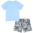 Blue & Grey Trefoil Logo Shorts Set, 1, hi-res