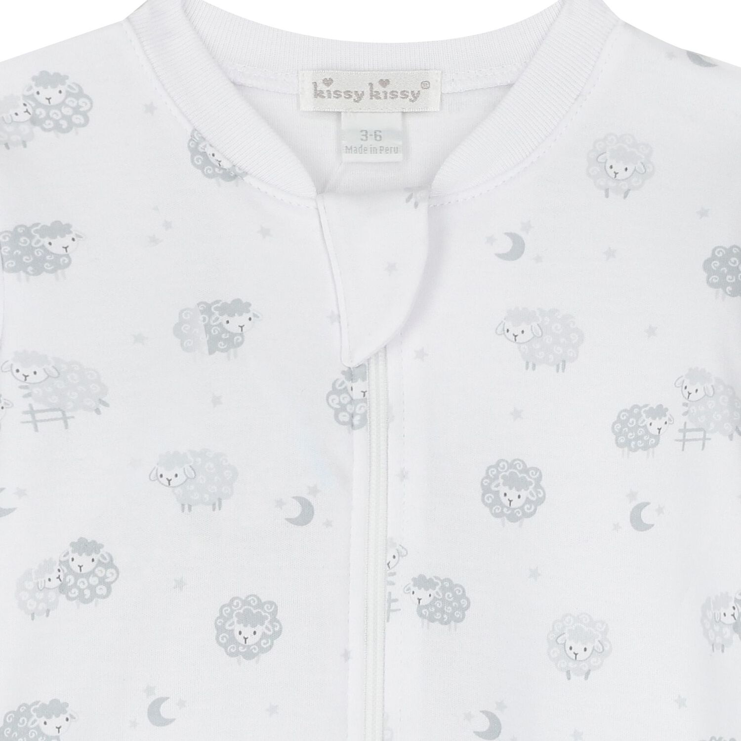 طقم ملابس أطفال من القطن باللون الرمادي والأبيض بطبعة خروف, 1, hi-res image number null