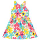 فستان  بطبعة الوهور باللون الأبيض للبنات, 1, hi-res