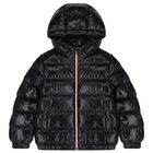 Boys Navy Blue Logo Puffer Jacket, 1, hi-res